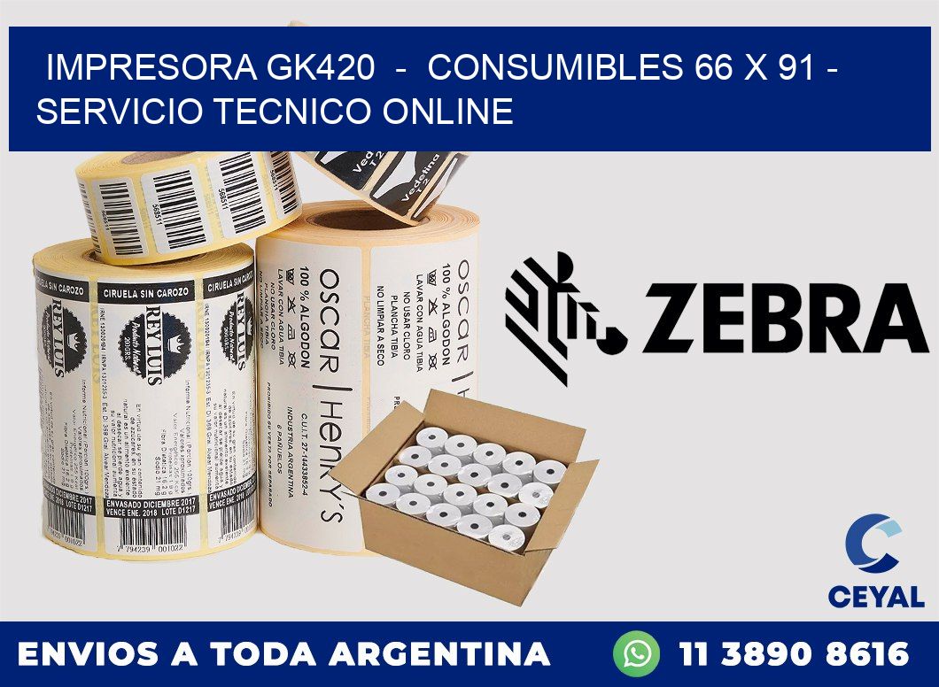 IMPRESORA GK420  -  CONSUMIBLES 66 x 91 - SERVICIO TECNICO ONLINE