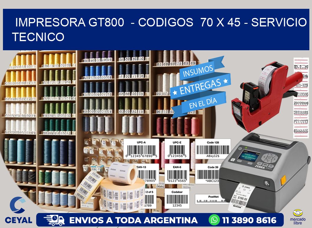 IMPRESORA GT800  - CODIGOS  70 x 45 - SERVICIO TECNICO