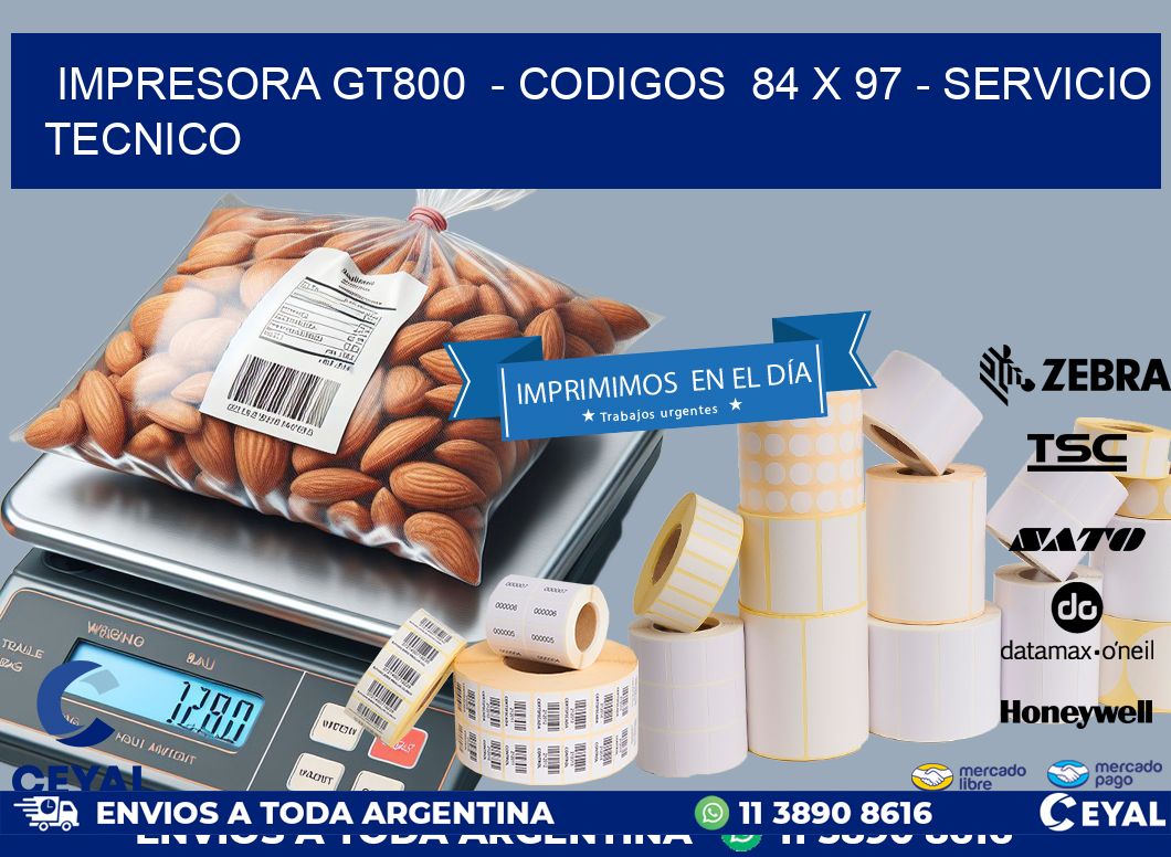 IMPRESORA GT800  - CODIGOS  84 x 97 - SERVICIO TECNICO
