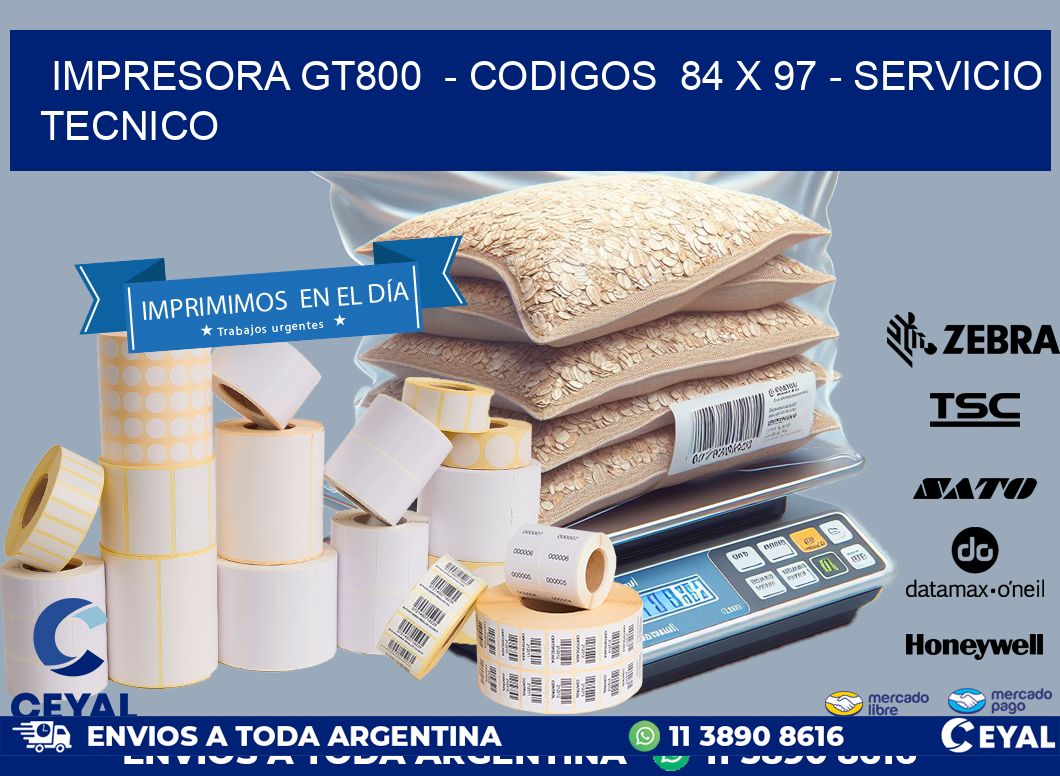 IMPRESORA GT800  - CODIGOS  84 x 97 - SERVICIO TECNICO
