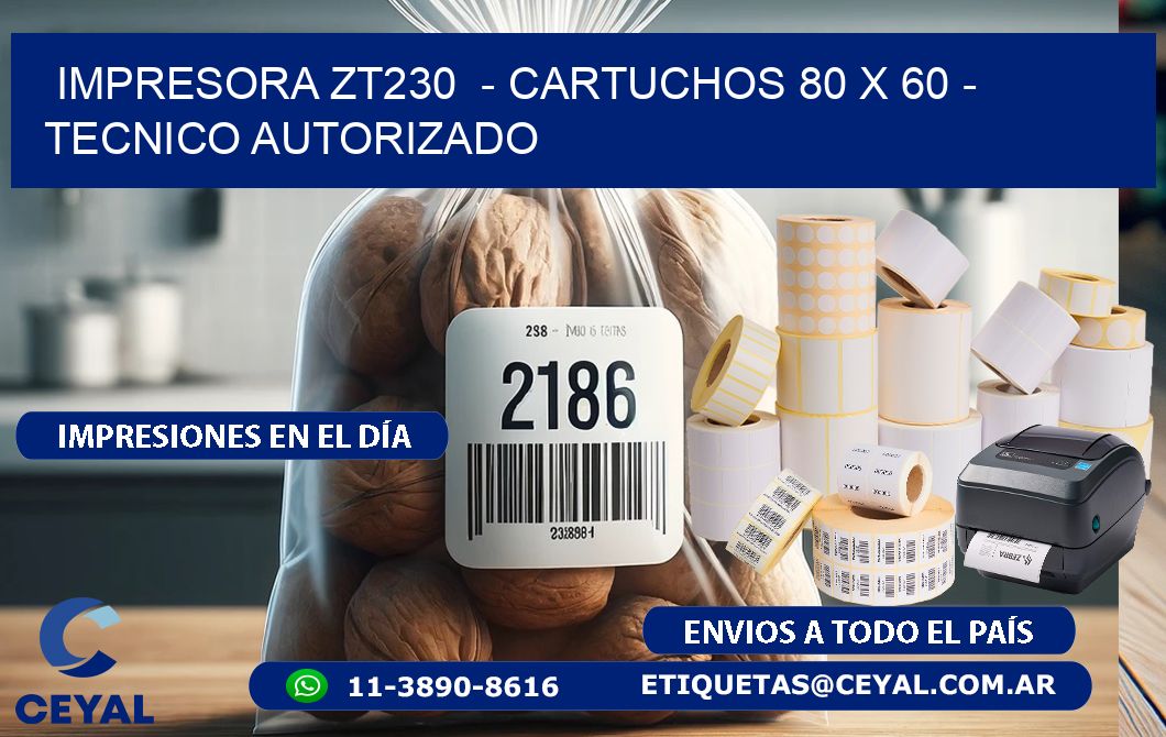 IMPRESORA ZT230  - CARTUCHOS 80 x 60 - TECNICO AUTORIZADO