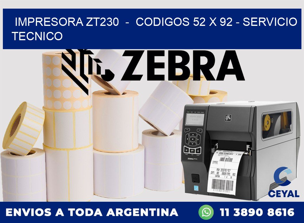 IMPRESORA ZT230  -  CODIGOS 52 x 92 - SERVICIO TECNICO