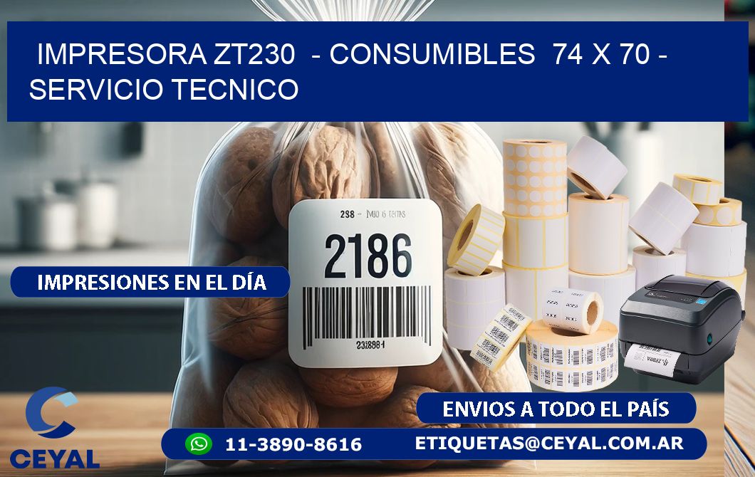 IMPRESORA ZT230  - CONSUMIBLES  74 x 70 - SERVICIO TECNICO