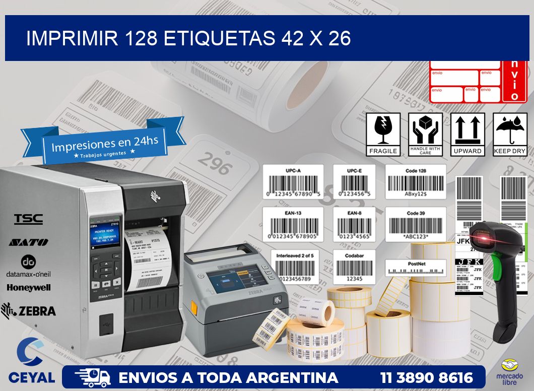 IMPRIMIR 128 ETIQUETAS 42 x 26