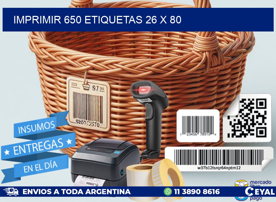 IMPRIMIR 650 ETIQUETAS 26 x 80