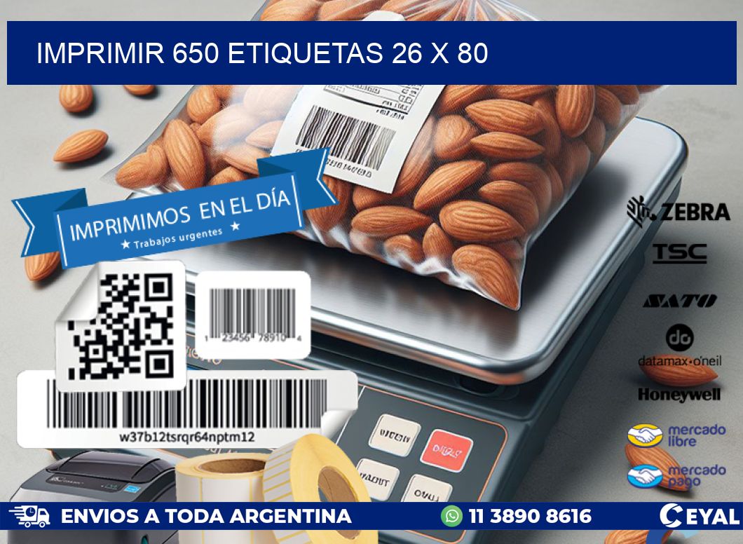 IMPRIMIR 650 ETIQUETAS 26 x 80