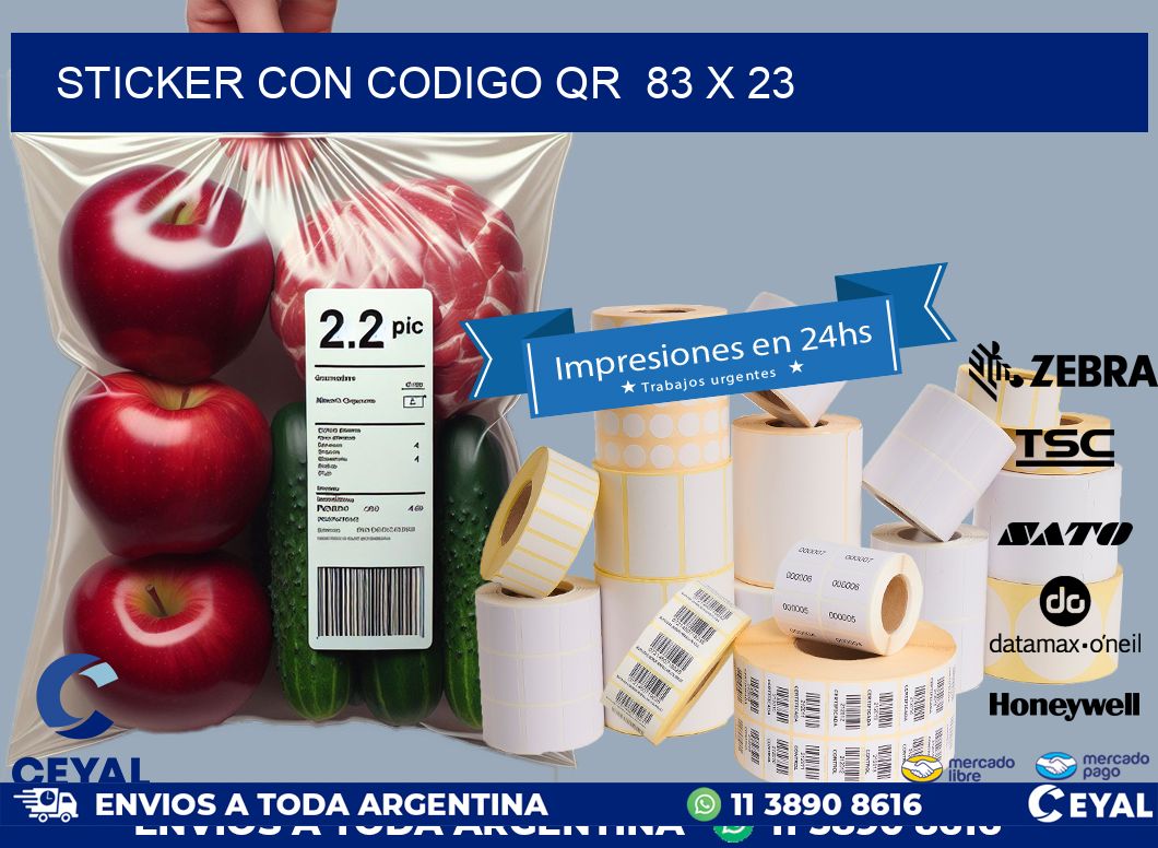 STICKER CON CODIGO QR 83 x 23