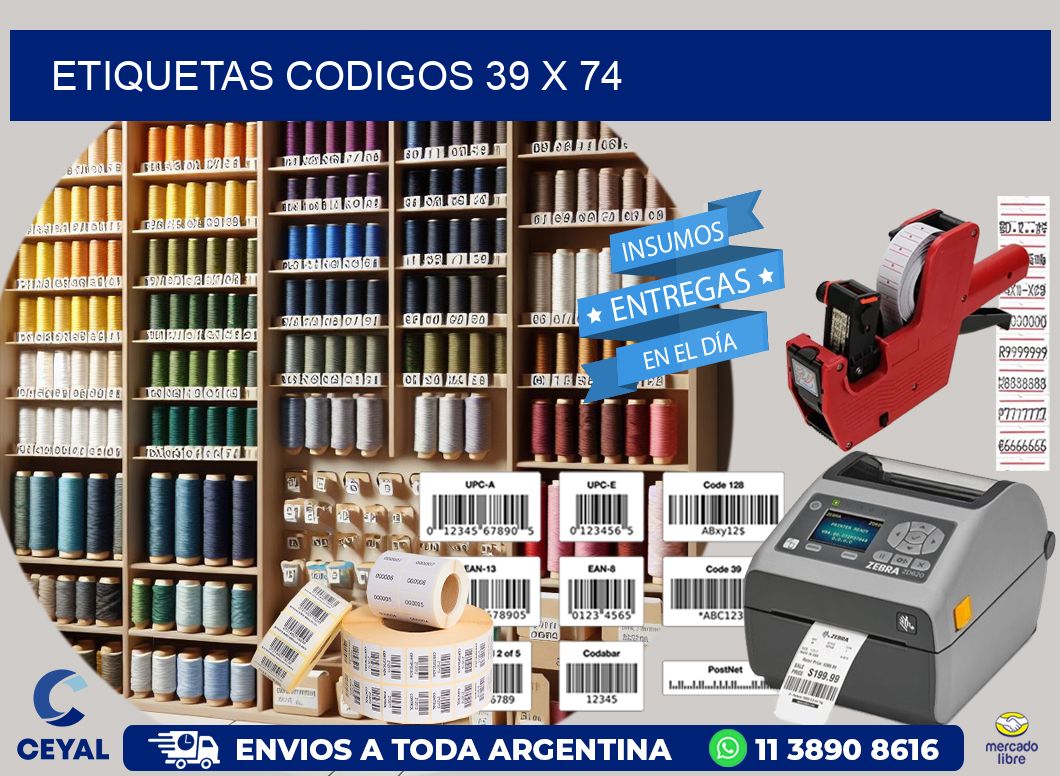 etiquetas codigos 39 x 74