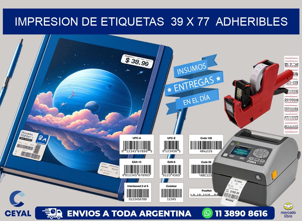 impresion de etiquetas  39 x 77  adheribles
