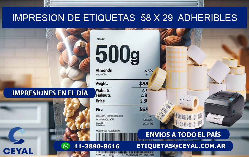 impresion de etiquetas  58 x 29  adheribles