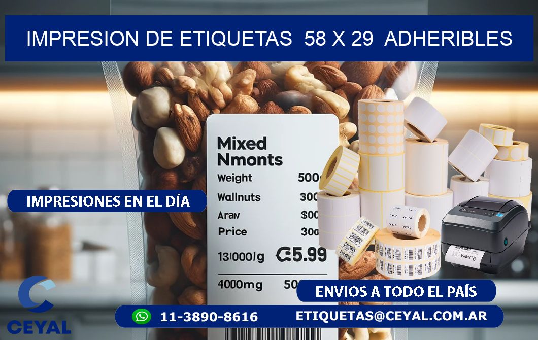 impresion de etiquetas  58 x 29  adheribles