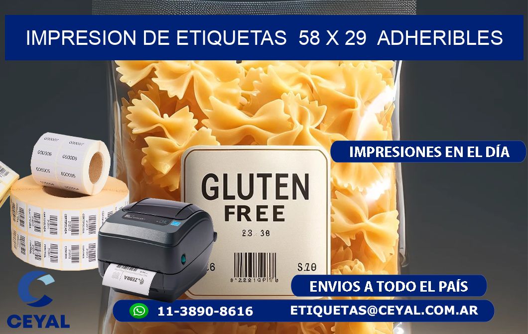 impresion de etiquetas  58 x 29  adheribles