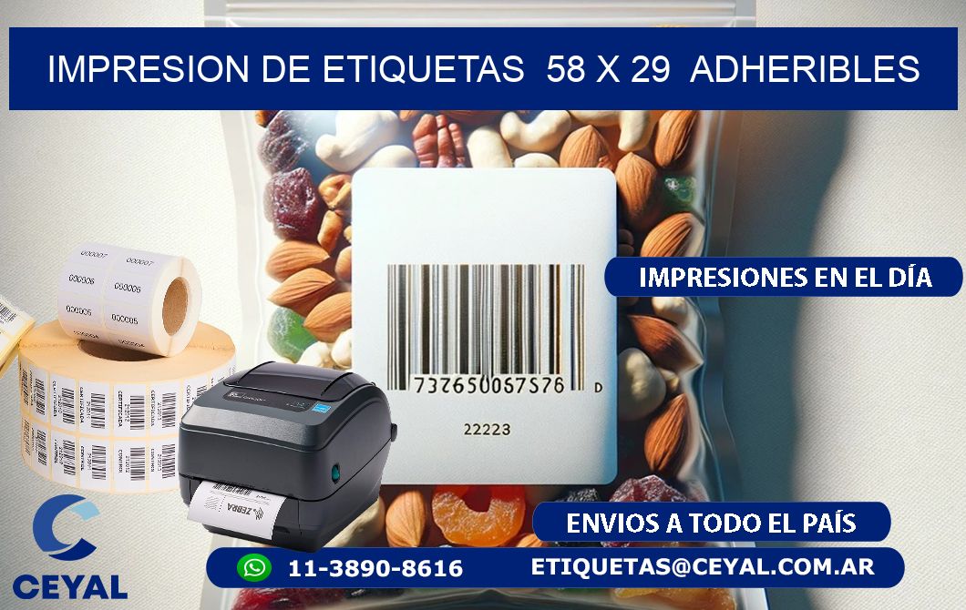 impresion de etiquetas  58 x 29  adheribles