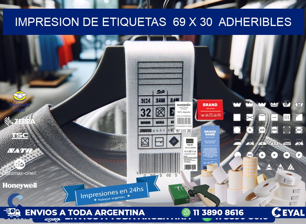 impresion de etiquetas  69 x 30  adheribles