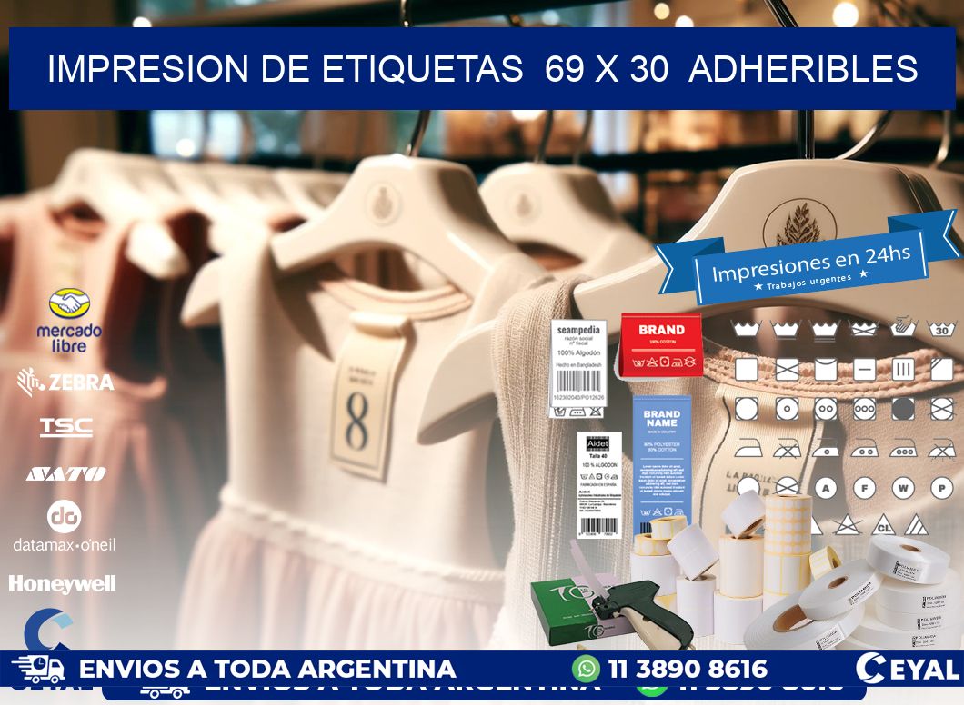 impresion de etiquetas  69 x 30  adheribles