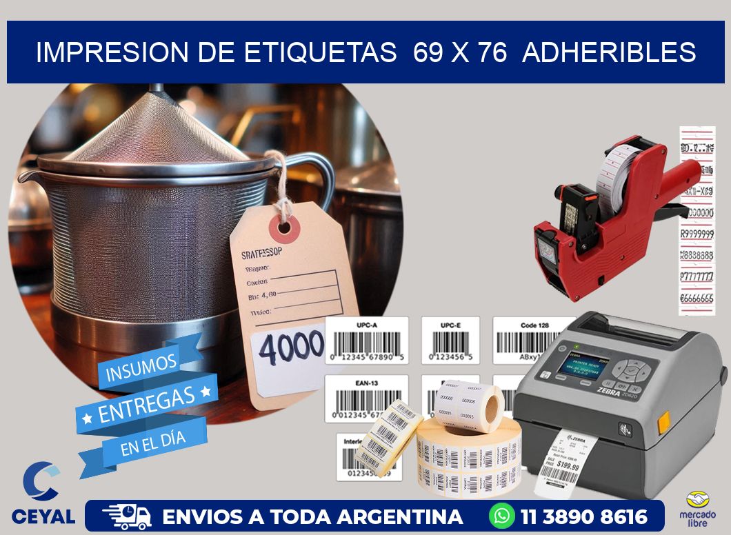 impresion de etiquetas  69 x 76  adheribles