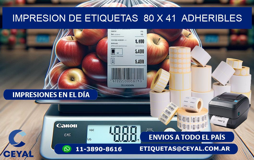 impresion de etiquetas  80 x 41  adheribles