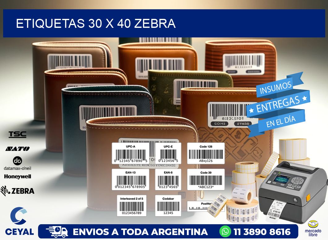 ETIQUETAS 30 x 40 ZEBRA
