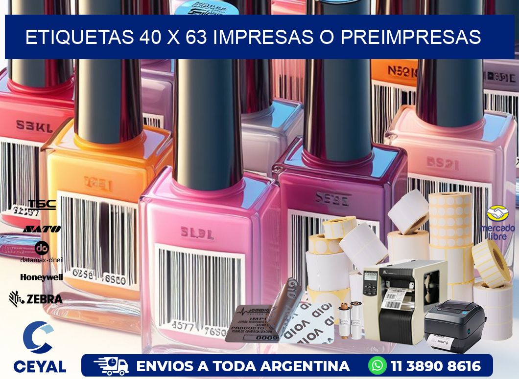 ETIQUETAS 40 x 63 IMPRESAS O PREIMPRESAS