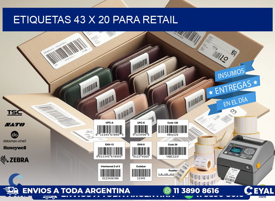 ETIQUETAS 43 x 20 PARA RETAIL
