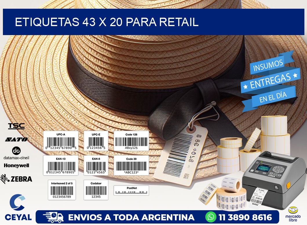ETIQUETAS 43 x 20 PARA RETAIL