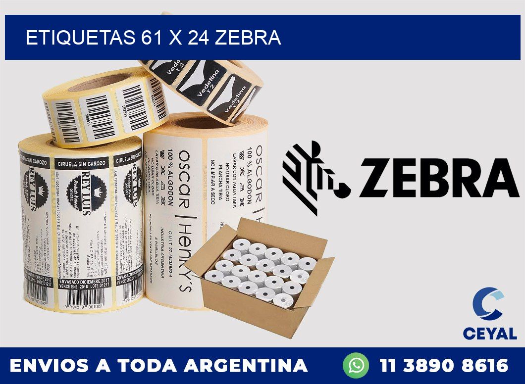 ETIQUETAS 61 x 24 ZEBRA