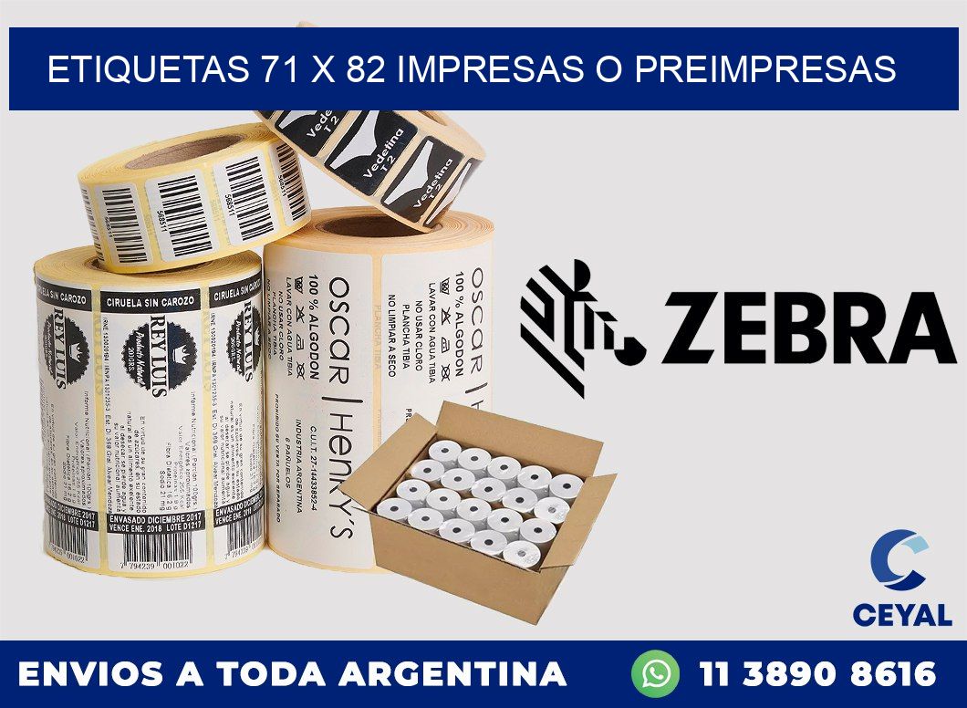 ETIQUETAS 71 x 82 IMPRESAS O PREIMPRESAS
