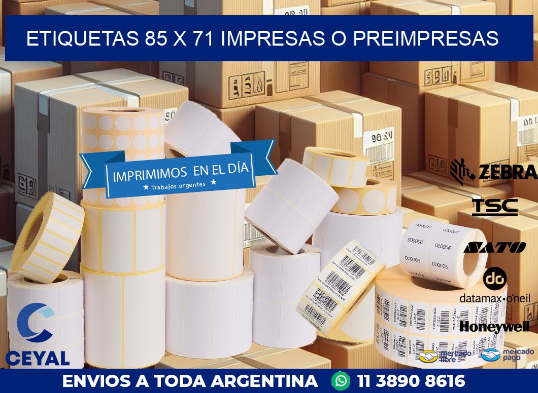 ETIQUETAS 85 x 71 IMPRESAS O PREIMPRESAS