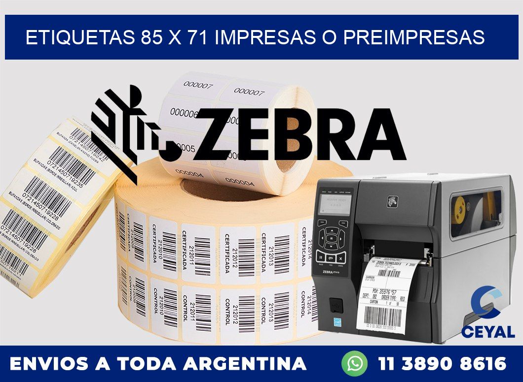 ETIQUETAS 85 x 71 IMPRESAS O PREIMPRESAS