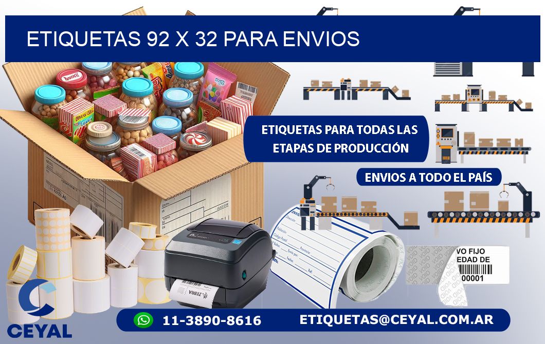 ETIQUETAS 92 x 32 PARA ENVIOS