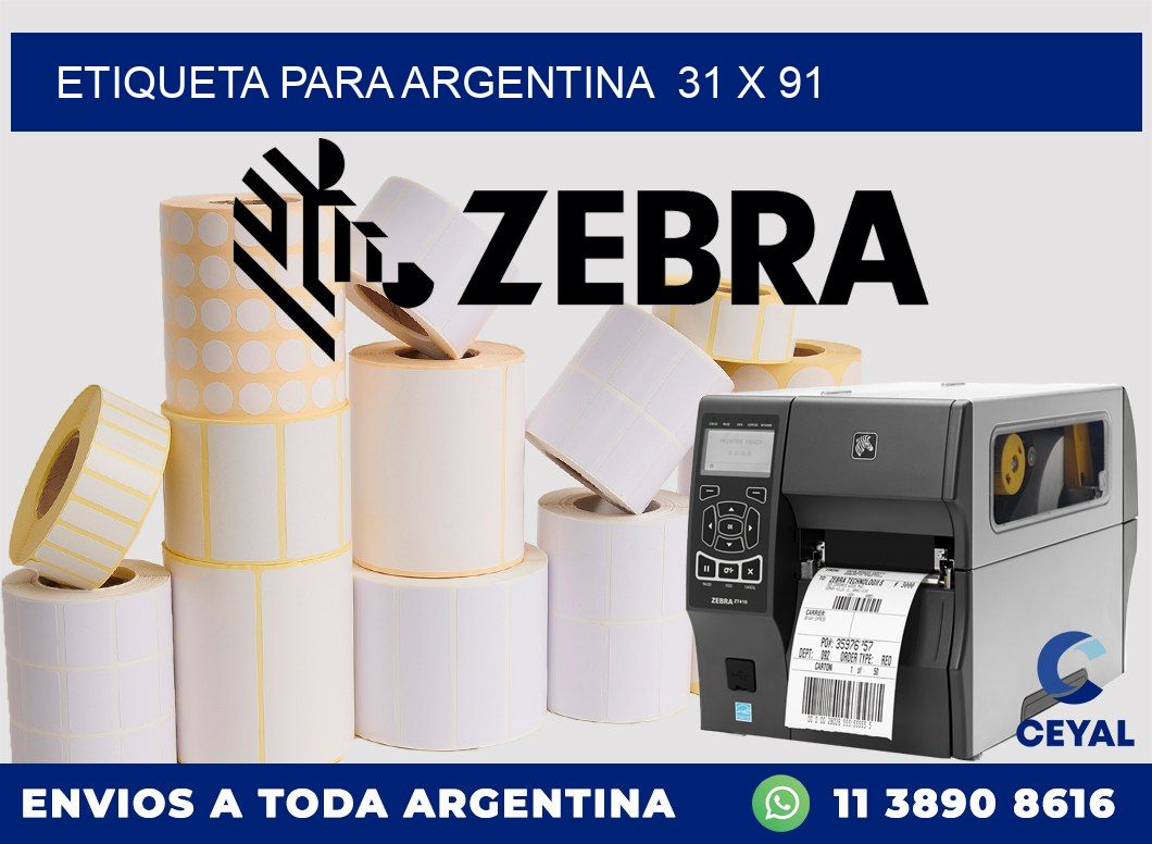 etiqueta para Argentina  31 x 91