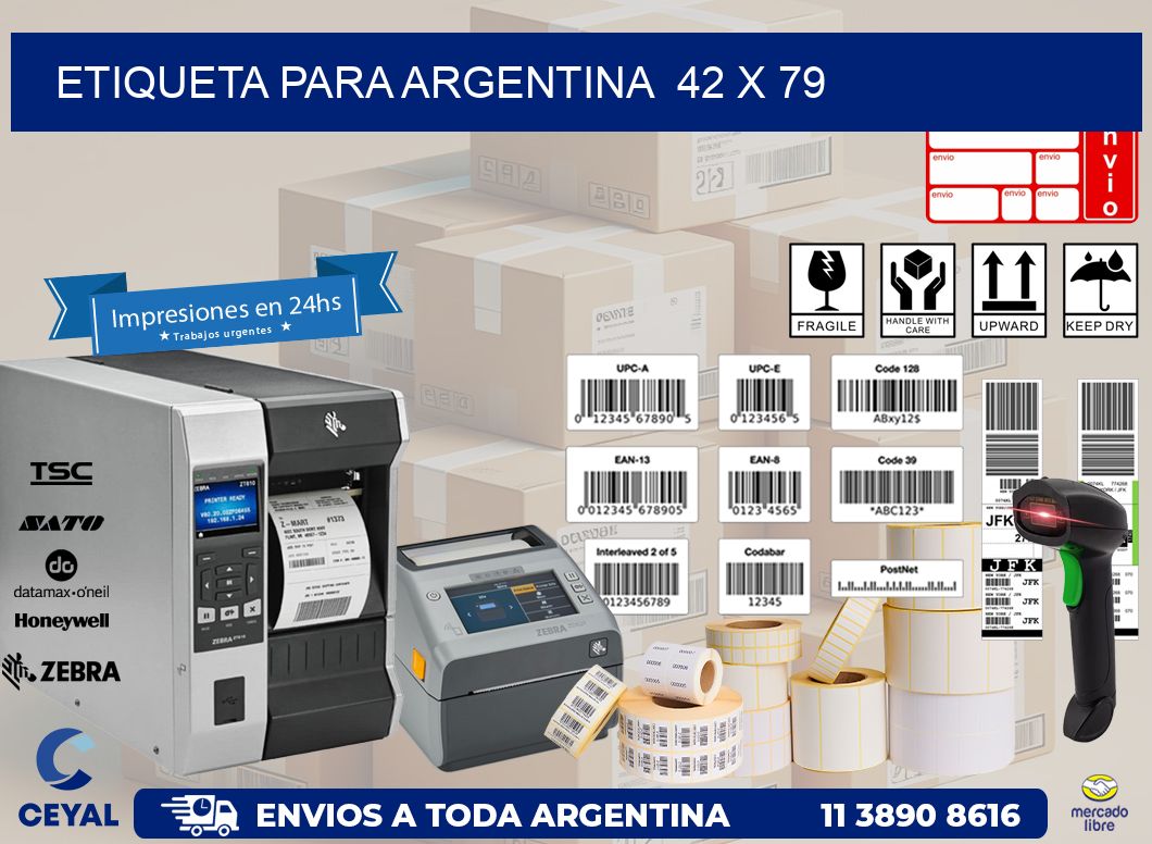 etiqueta para Argentina  42 x 79