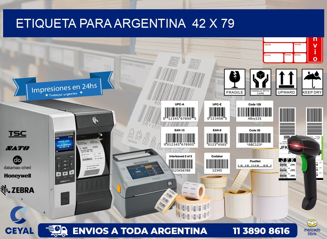 etiqueta para Argentina  42 x 79