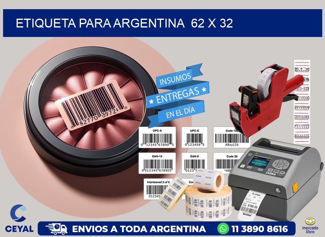etiqueta para Argentina  62 x 32