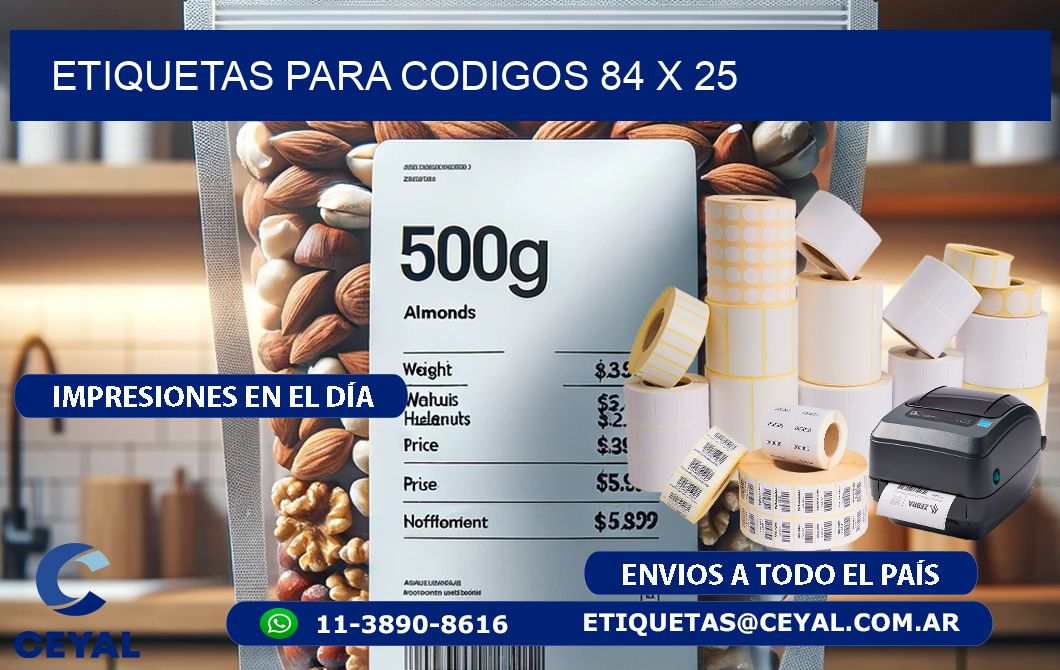 etiquetas para codigos 84 x 25