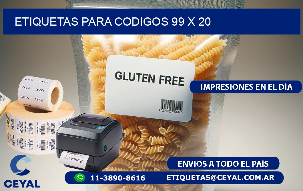 etiquetas para codigos 99 x 20