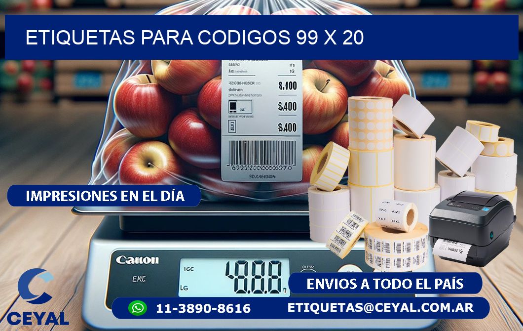 etiquetas para codigos 99 x 20