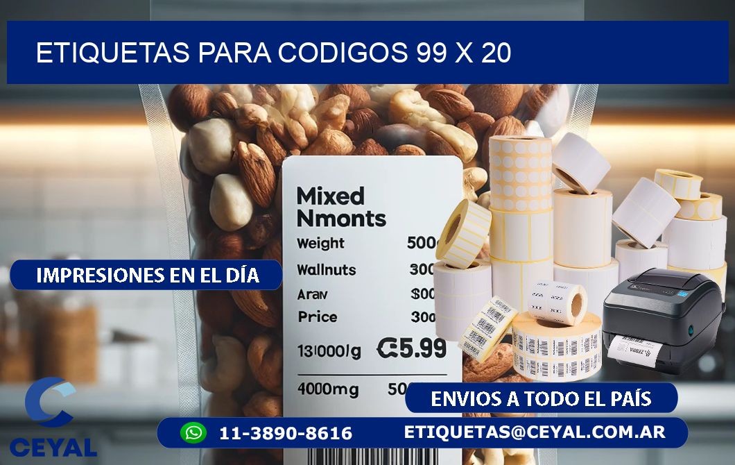 etiquetas para codigos 99 x 20