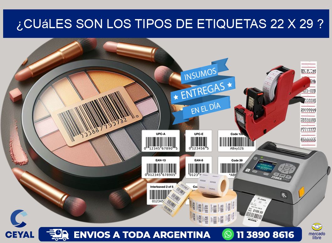 ¿Cuáles son los tipos de etiquetas 22 x 29 ?