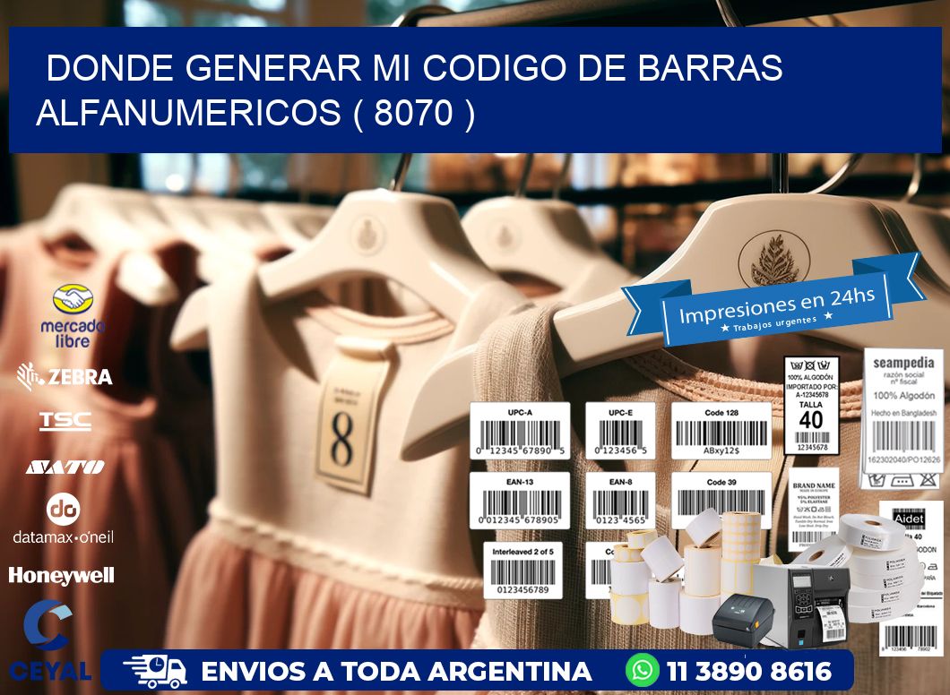 DONDE GENERAR MI CODIGO DE BARRAS ALFANUMERICOS ( 8070 )