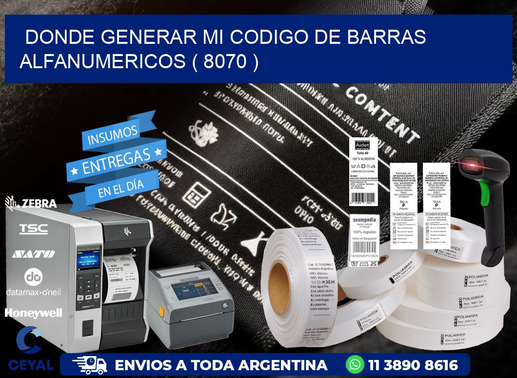 DONDE GENERAR MI CODIGO DE BARRAS ALFANUMERICOS ( 8070 )
