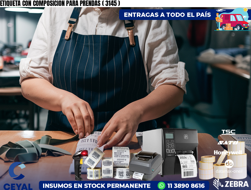 ETIQUETA CON COMPOSICION PARA PRENDAS ( 3145 )