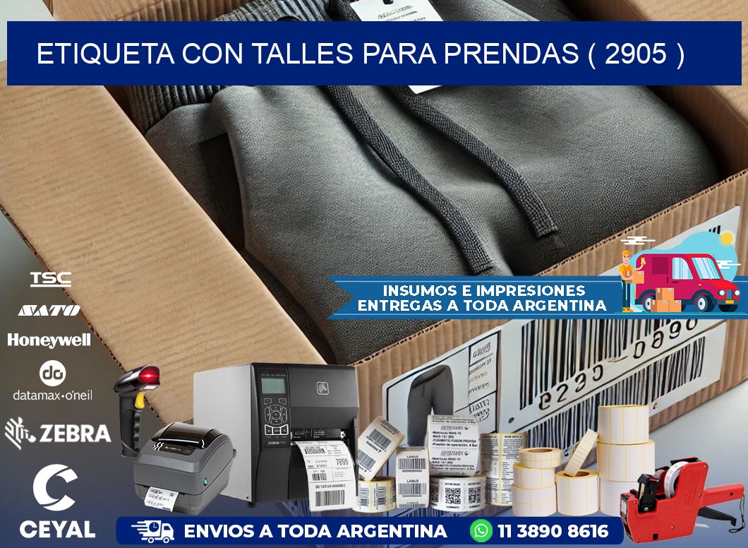 ETIQUETA CON TALLES PARA PRENDAS ( 2905 )
