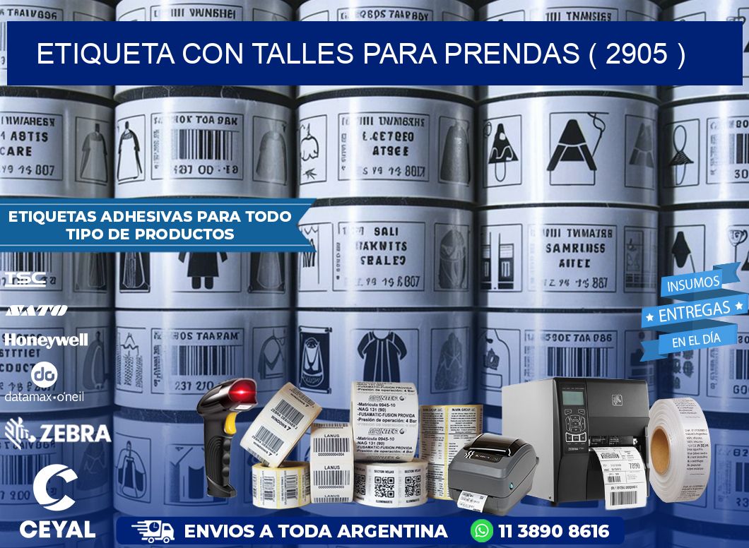 ETIQUETA CON TALLES PARA PRENDAS ( 2905 )