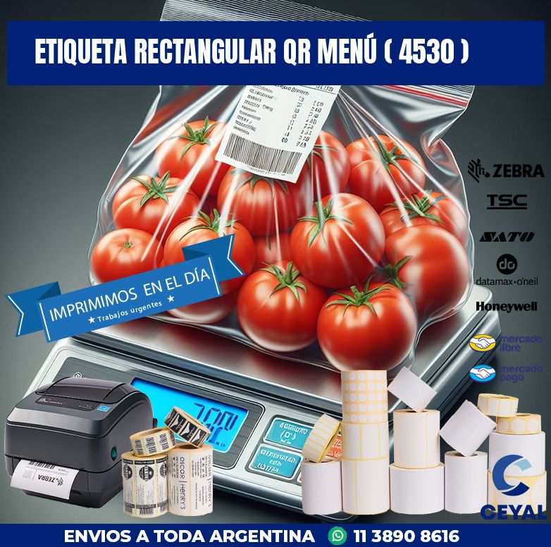 ETIQUETA RECTANGULAR QR MENÚ ( 4530 )