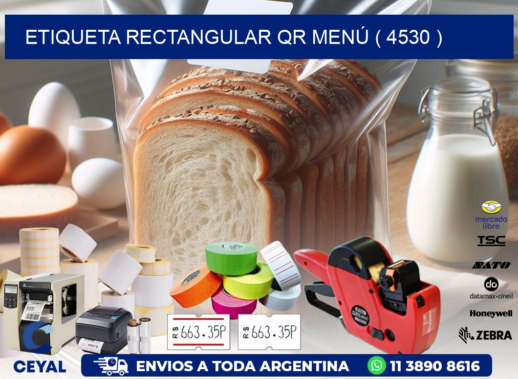 ETIQUETA RECTANGULAR QR MENÚ ( 4530 )