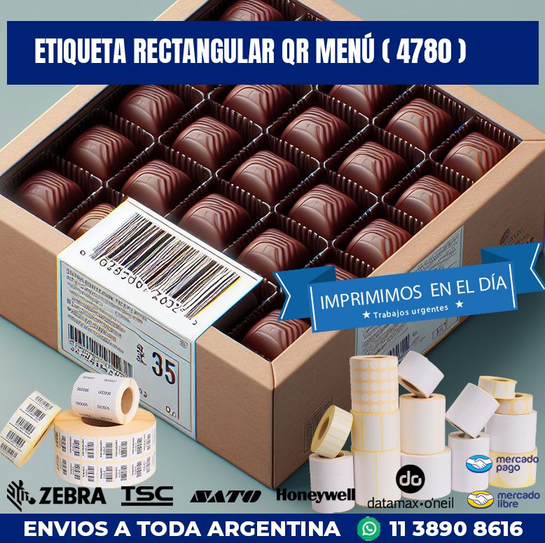 ETIQUETA RECTANGULAR QR MENÚ ( 4780 )