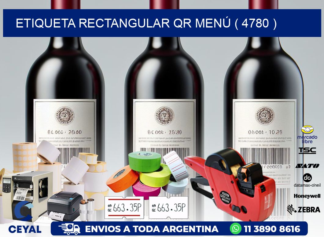 ETIQUETA RECTANGULAR QR MENÚ ( 4780 )