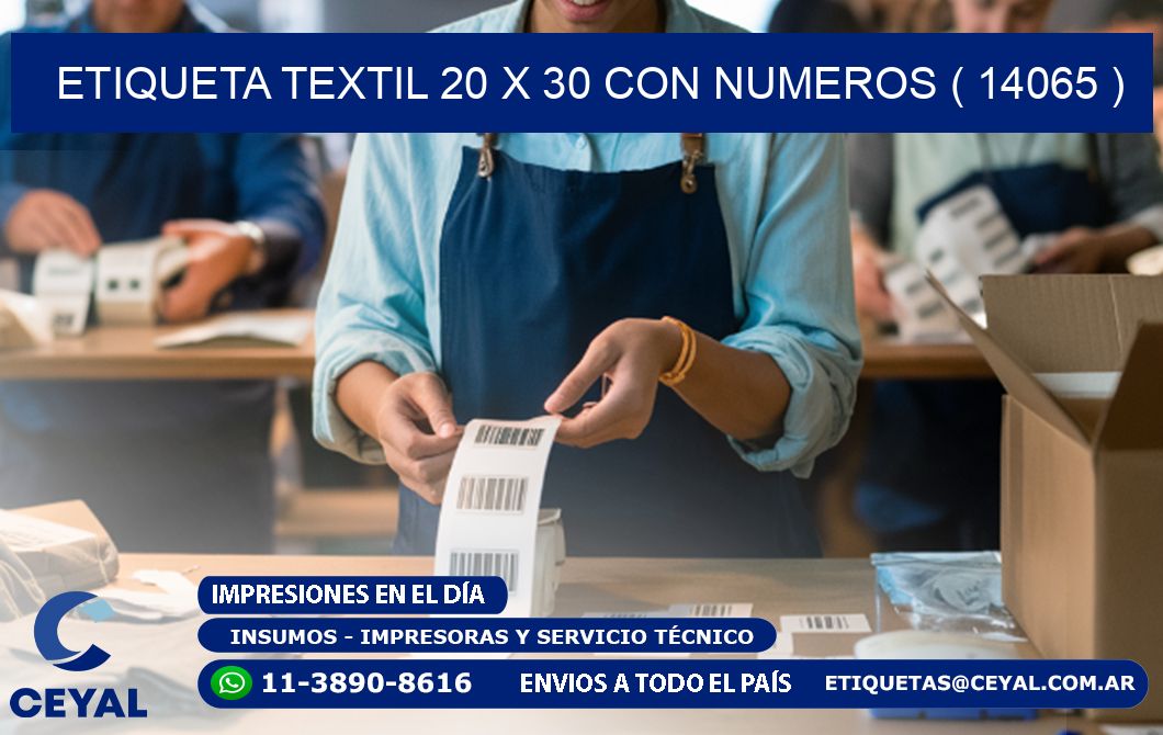 ETIQUETA TEXTIL 20 X 30 CON NUMEROS ( 14065 )