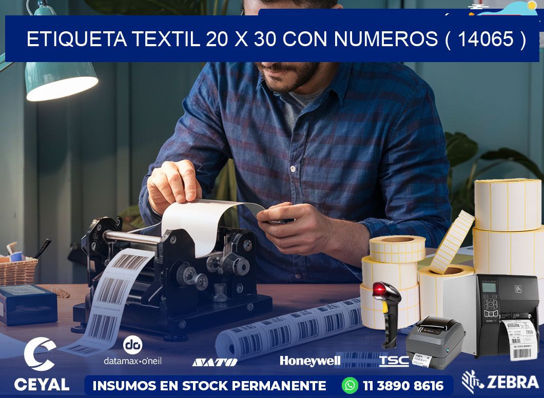 ETIQUETA TEXTIL 20 X 30 CON NUMEROS ( 14065 )
